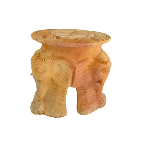 Terracotta clay stool with elephant design